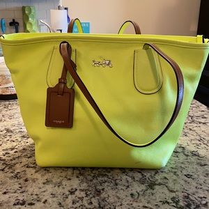 Neon Authentic Coach Zip Tote